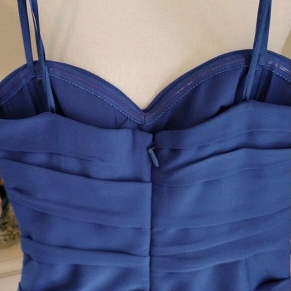 BCBG Maxazria Blue Tucked Strapless Dress - Picture 8 of 14